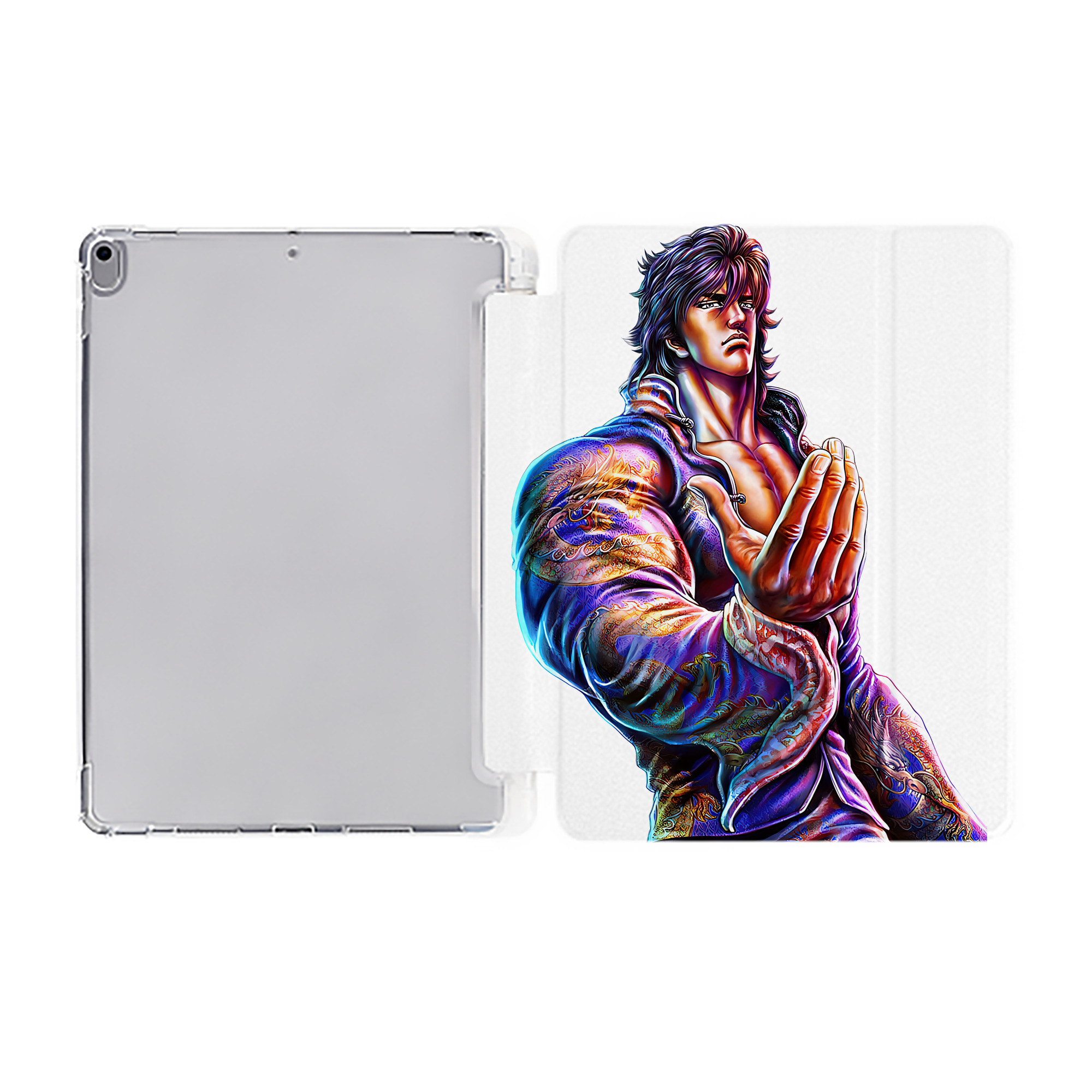 （画像用） 北斗の拳 Fist of the North Star IPad ケース ペン収納付き 三つ折りスタンド PUレザー×シリコン 対応機種9.5/10.5/10.9インチ